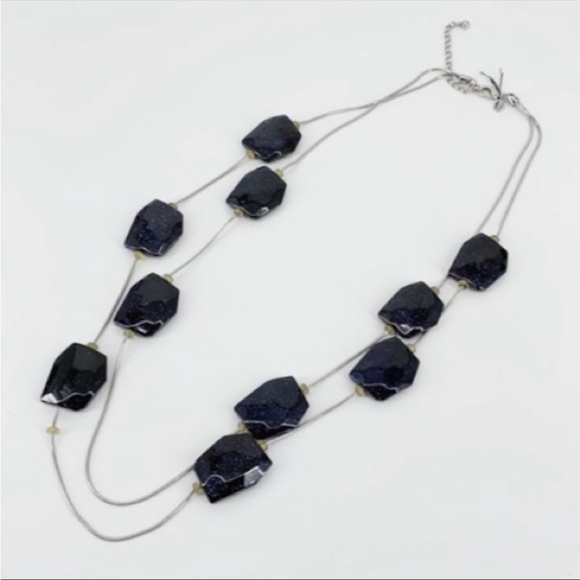 Chicos Metallic Faux Stone Long Necklace - Picture 1 of 3